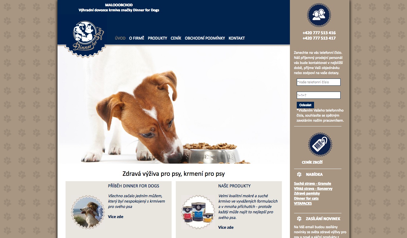 Výroba internetových stránek - Reference, vytvořené internetové stránky - Výroba internetových stránek - Dinner for Dogs